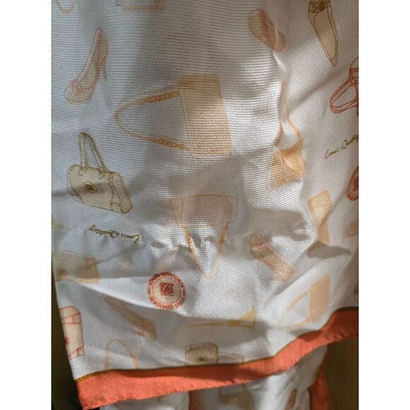 Louis Quatorze Ivory Scarf With Orange Border & Printed Handbag Design old money - Picture 3 of 7